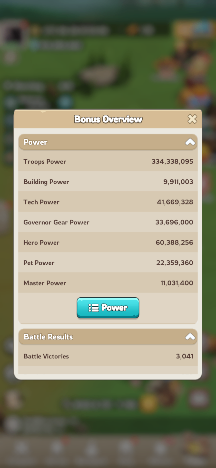 Example stats screenshot showing the Power breakdown